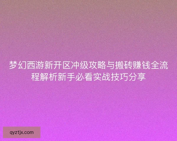 梦幻西游新开区冲级攻略与搬砖赚钱全流程解析新手必看实战技巧分享 梦幻西游新开区冲级攻略与搬砖赚钱全流程解析新手必看实战技巧分享