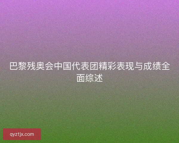 巴黎残奥会中国代表团精彩表现与成绩全面综述 巴黎残奥会中国代表团精彩表现与成绩全面综述