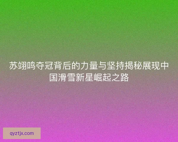 苏翊鸣夺冠背后的力量与坚持揭秘展现中国滑雪新星崛起之路 苏翊鸣夺冠背后的力量与坚持揭秘展现中国滑雪新星崛起之路